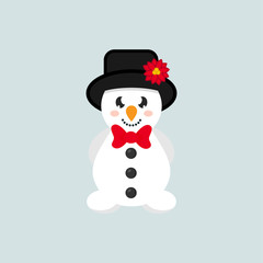 winter cartoon cute snowman with tie