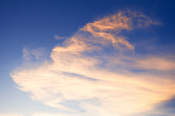 Naklejka na ściany i meble Beautiful of blue sky and Orange clouds. Sunset background.