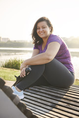 Tired athlete resting on the fresh air