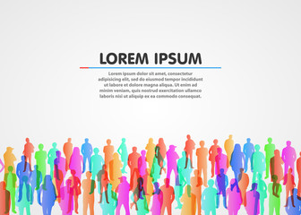 Large group of people on white background. Vector background