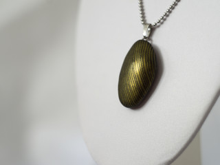 handmade polymer clay necklace pendant black and gold