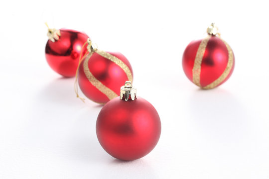 christmas balls isolated on white background with copy space