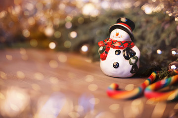 Snowman on New Year's background