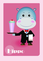 Hippo - waiter with milkshake