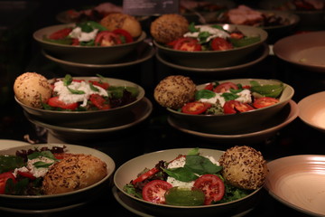 Salads in a self-service restaurant