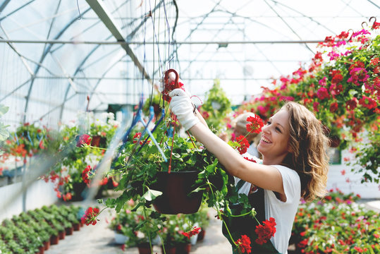 Young florist at  her job