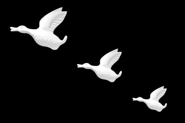 Three White Birds Flying - Wall Decoration