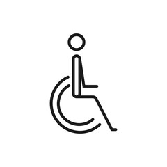 Toilets disabled vector icon. Style is flat rounded wc symbol, black color, white background.