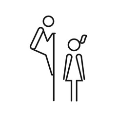 Funny wc restroom symbols. Thin line toilet icon on white background