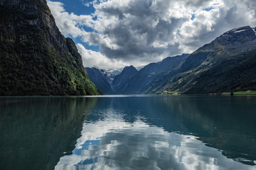 Fototapeta na wymiar Reflections in fjord