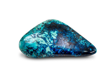 Polished chrysocolla stone isolated on white background