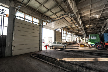 Fototapeta premium Old warehouse with rusty construction elements.