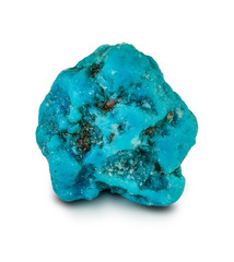 Rough turquoise rock isolated on white background