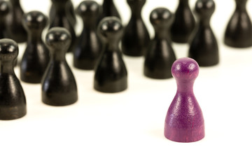 single purple halma cone against black halma cones indicating majority ratios and group constelation