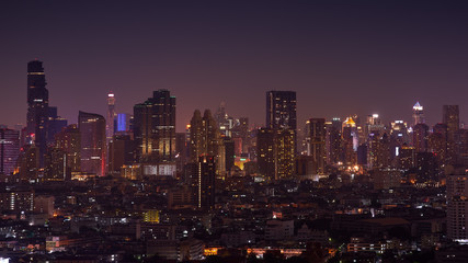 night cityscape lighting up building