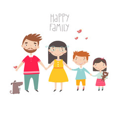 Happy family holding hands