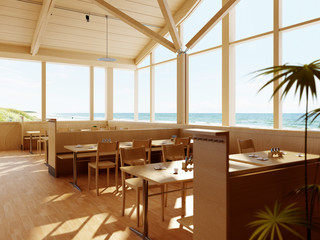 3d render of restaurant cafe