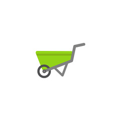 Wheelbarrow line icon, outline vector sign, linear style pictogram isolated on white. Symbol, logo illustration.