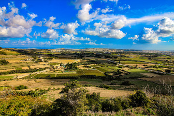 A view of the landscape of Northern Malta, taken from the city walls of Mdina