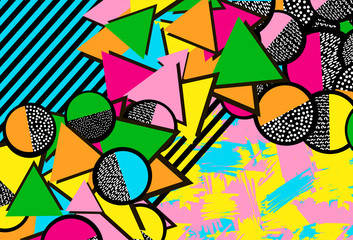 Background with colorful geometric figures.