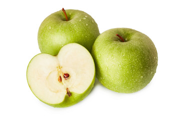 Granny smith green apples isolated on white background