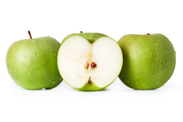 Granny smith green apples isolated on white background