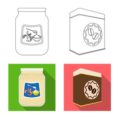 Isolated object of can and food sign. Set of can and package vector icon for stock.