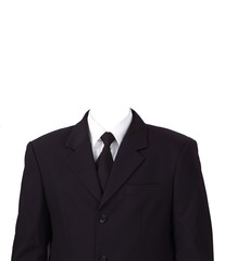 Man Suit Without Head on White Background.