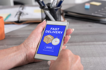 Fast delivery concept on a smartphone