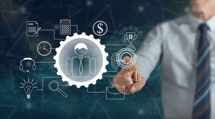 Man touching a project planning