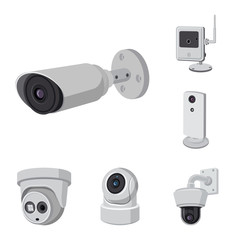 Vector design of cctv and camera icon. Collection of cctv and system vector icon for stock.