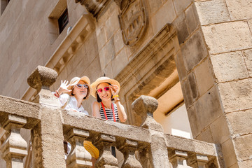 Travel tourists and friends having fun in Spain, Europe © EdNurg