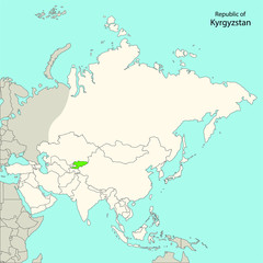 kyrgyzstan, map of asia, vector illustration