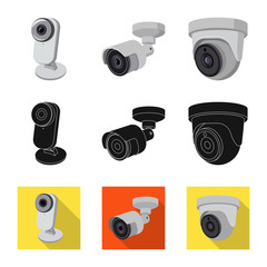 Vector design of cctv and camera icon. Set of cctv and system vector icon for stock.