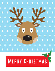Christmas card with cute deer