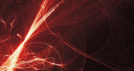 Abstract red light and laser beams, fractals  and glowing shapes  multicolored art background texture for imagination, creativity and design.