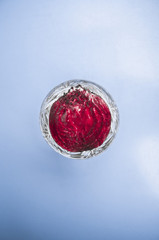 red beet on blue background