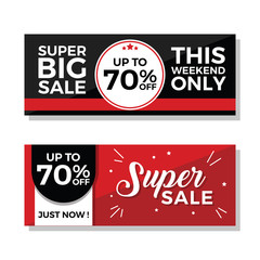 Super Big Sale and Super Sale Banners with 70% Discount