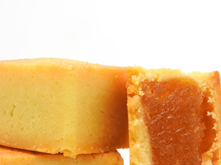 Front view of sweet pineapple cake isolated on white background.Taiwan famous and traditional pastry, snack, dessert.Taiwan rural industry and food culture.