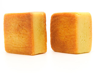 Front view of sweet pineapple cake isolated on white background.Taiwan famous and traditional pastry, snack, dessert.Taiwan rural industry and food culture.