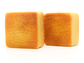 Front view of sweet pineapple cake isolated on white background.Taiwan famous and traditional pastry, snack, dessert.Taiwan rural industry and food culture.
