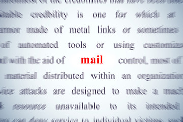 mail closeup of the word