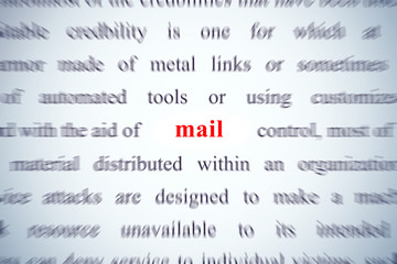 Fototapeta premium mail closeup of the word