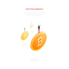 Cryptocurrency concept - modern isometric vector web banner