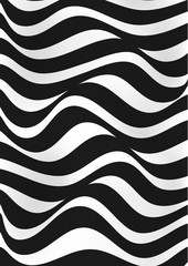 Black and white lines. Musical waves, equalizer. 3d abstract vector background. Linear art. Motion design.