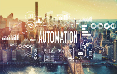 Automation with the New York City skyline near midtown