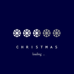 white snowflakes christmas loading on the dark blue background square, vector ilustration
