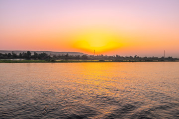 Naklejka premium Sunset over the Nile river in Egypt