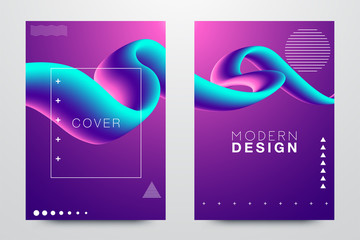 Modern abstract covers set. Cool gradient shapes composition