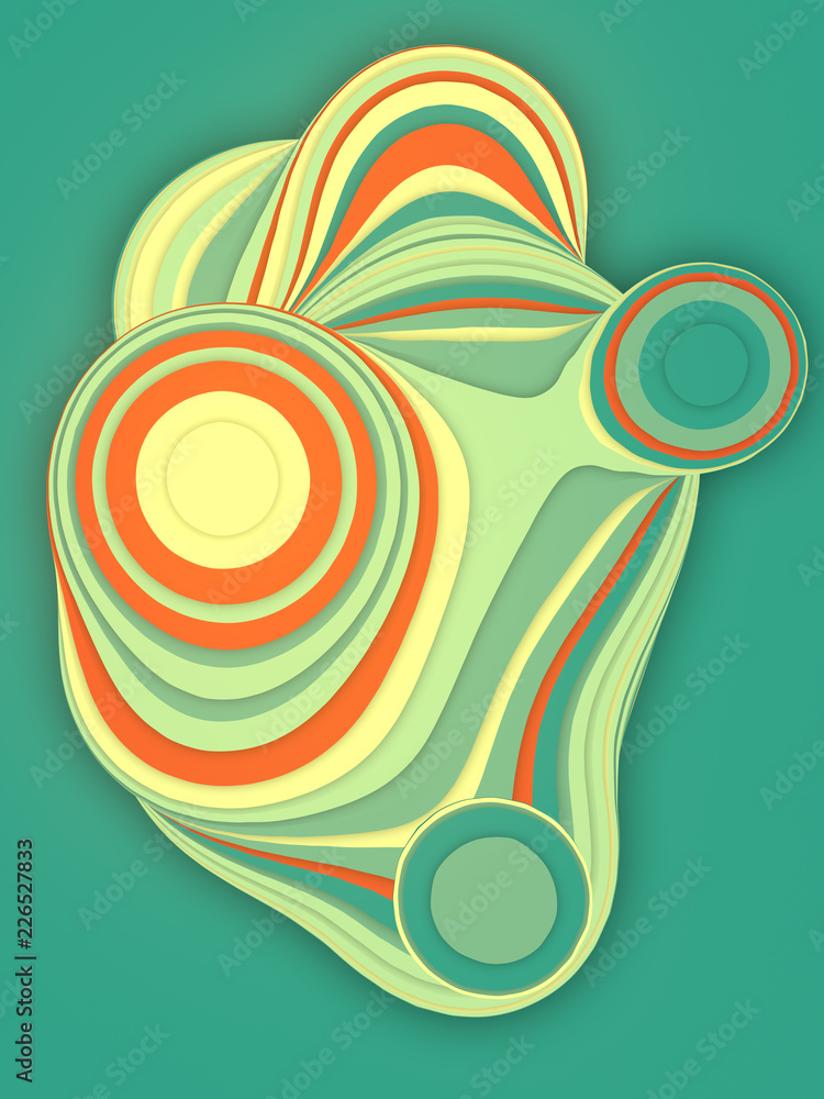 Poster colored sliced shape. computer generated abstract geometric 3d render illustration